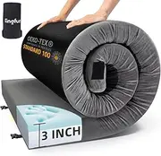 Kingfun Memory Foam Camping Mattress, 3 Inch Waterproof Floor Foldable Portable Roll up Mattress Bed, Comfortable Car Camping Sleeping Mat Pad, Truck Bed Tent with Removable Cover Travel Bag