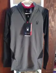 Spyder Active ProWeb Quarter Zip Pullover Jacket NWT Men's Small Black And Grey