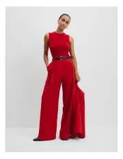 [Country Road] Pleat Wool Pant in Cherry