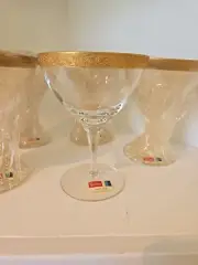 Fostoria BROCADE Gold Encrusted Rim Champagne Glass(s) Factory Sealed 6 Signed