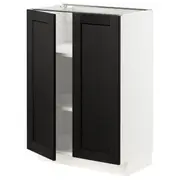 METOD base cabinet with shelves/2 doors, white/Lerhyttan black stained, 60x37x80 cm