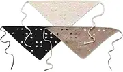 3Pcs​ Crochet Bandana Headbands, Vintage Knitted Head Scarf Hair Scarf Headband Crochet Headscarf Triangle Scarf for Women (Style, One size)