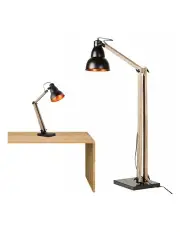 [Oriental] Scandi Faroe Floor And Table Lamp x 2 in Natural Wooden Retro