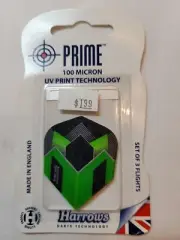 Harrows Prime Green / Black Standard Dart Flights 1 set of 3 NEW Old STOCK
