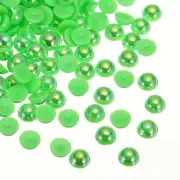 300pcs Flatback Pearls 12mm ABS Plastic Half Round Dome Pearls, Green