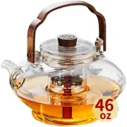Glass Teapot with 2 Infusers for Stovetop Safe, Thickened Heat-Resistant Boro...