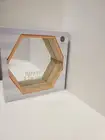11x13x2"in-Hexagon Wall Mirror Shelf-Standing Display-Peach Coral Frame-Peekaboo