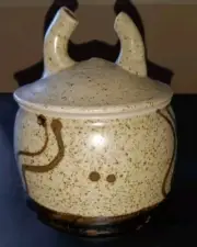 Blue Heron Pottery Lidded Jar