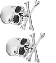 SEWOART 2pcs Car Stickers Silver Decor Car Exterior Accessory Helmet Hood Motorcycle Skull Window Skull Decal Car Window Stickers Skeleton Stickers Vehicle Banner Ornament Cars Zinc Alloy