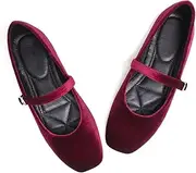 [LUXINYU] Flats for Women Dressy Square Toe Ankle Strap Mary Jane Shoes Casual Slip On Flats Comfortable Ballet Flats