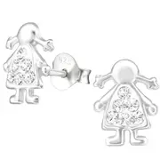 Silver Girl Stud Earrings