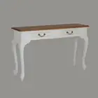 Hall Table, W120xD35xH76cm, 2 Tone White Timber Table, 2 Drawers.
