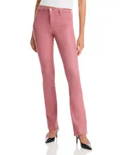 L'Agence Ruth High Rise Straight Jeans in Lime Green