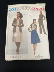 Vogue 1619 Calvin Klein Jacket Top Skirt Pants Sz 14 Sewing Pattern UC OOP Vtg