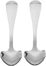 Operitacx Mirror Finish Stainless Steel Fruit Spoons Serrated Edges Set of 2 for Stirring Serving