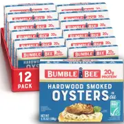 Canned Hardwood Smoked Oysters, 3.75 oz Cans (Pack of 12) - Ready to Eat - 18...