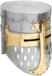 Knights Templar Crusader Helmet Medieval Armor Silver Adult Size Rustic Vintage
