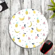 FRUIT COLLAGE LEMON BANANA CUSTOM 8" ROUND NEOPRENE PC DESK MAT MOUSEPAD SCHOOL