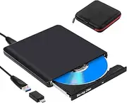 [NOLYTH] External Blu ray CD DVD Drive USB 3.0 Type C External DVD Blu-ray Burner CD/DVD RW ROM Bluray Drive for Laptop Windows 11/10 Mac MacBook Air Pro Apple iMac PC