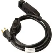 6-Feet Indoor Extension Cord with 3 Outlets and On/Off Switch Black