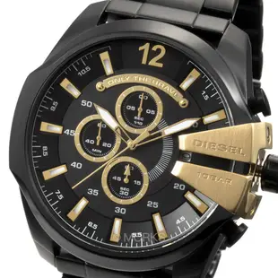 my-DIESEL DZ4338 手錶 53mm 大錶面 黑金配色 金錶 計時日期顯示 男錶