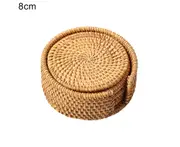 6Pcs/Set Drink Coasters Set Round Tableware Placemat Dish Mat Rattan Weave Pad