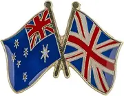 [Panda Loco] Australia & United Kingdom Union Jack Friendship Flag Enamel Lapel Pin Badge Diplomat, Enamel