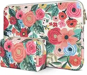 DOMISO 14 inch Laptop Sleeve Case Water-Resistant Computer Cover Bag with Small Pocket for Dell, HP, Asus Notebook,Rose