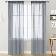 2 Panel Sheer Curtains Rod Pocket Window Sheer Voile Curtain 140cmx213cm S8E5