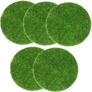 Toyvian 5pcs Round Fake Moss Grass for Indoor Decoration Realistic Artificial Moss for Succulent Bonsai Micro Landscapes Easy Care Synthetic Grass Rug Low Maintenance Craft Supplies