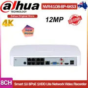 AU Dahua 4K 12MP 8CH 8PoE NVR Smart 8 Channel Video Recorder NVR4108-8P-4KS3 SMD