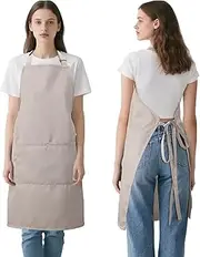 [PUBMIND] Kitchen Bib Apron for Women Men with Pockets Chef Art Aprons for Cooking Painting Pottery Ceramics