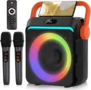 Karaoke Machine with 2 Wireless Microphones, Portable Bluetooth E78
