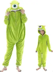 Snug Fit Unisex Adult Onesie Pajamas Animal One Piece Halloween Costume Sleepwear-R Mike wazowski 2-3t