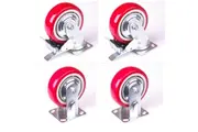 4x 5 inch Industrial Swivel Brake Locking Caster Castor Wheels Casters 2x swivel 2x fixed for Cart Furniture Workbench