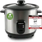 [Emerio] Eco Automatic Rice Cooker | BPA Free | Up to 1.5 L Volume | Keep Warm Function | Auto Off | Non-Stick Coating | Glass Lid | Includes Rice Spoon + Measuring Cup | Slow Cooker | 500 Watt