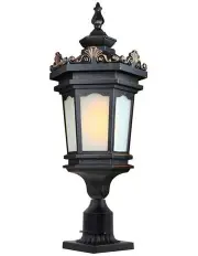 [SOGA] Vintage Lamp 72cm Lantern Stand Elegant Aluminum & Glass Outdoor Light Antique Style Exterior Fixture