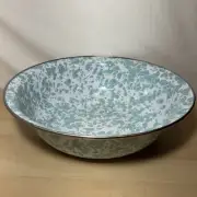 Brand New, Golden Rabbit Enamelware Large Basin/Serving Bowl Aqua Blue & White