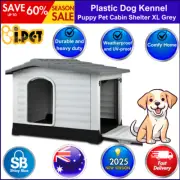Plastic Dog Kennel Pet House Outdoor Puppy Shelter Extra Large Grey XXL i.Pet AU