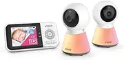 VTech BM3350N 2.8" 2-Camera Full Colour Video Baby Monitor with Night Light, 2-Way Talk, Soothing Sounds, Room Temperature Monitor, up to 19 Hours Battery Life