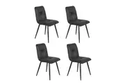 HomeStar Set Of 4 Midash Vintage Fabric Dining Chair Powdercoated Metal Legs - Charcoal