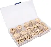 Wooden Buttons DIY Letters Pattern Sewing Buttons 140pcs Craft Buttons Decorative Buttons Bulk with Storage Box Children Clothes