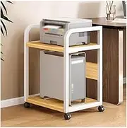 Printer Stand Floor Printer Storage Rack Multi-Layer Shelf Office Movable Storage Cabinet Computer Mainframe Bracket Storage Shelf(Original Wood)