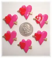 6PC VALENTINE CUPID HEART FLAT BACK RESINS FLATBACK 4 HAIRBOW BOW CENTER