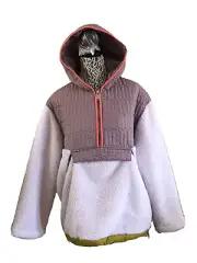 UGG WOMEN IGGY SHERPA HALF ZIP PULL OVER HOODIE PINK SALT JACKET SWEATER Size M