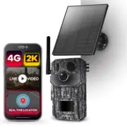 4G Solar Trail Camera 2K Outdoor Security Live View GPS Tracking PIR Sensor IR