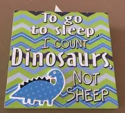 LORI SIEBERT Dinosaur Wood Plaque/Door Hanger with Ribbon Trim Collectable NEW!!