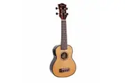 Tiki '22 Series' Spruce Solid Top Electric Soprano Ukulele with Hard Case (Natural Gloss)