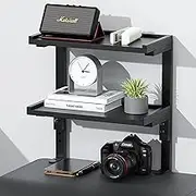 OUTIOE 2-Tier Desk Shelf, Expandable Under Desk Storage, Clamp on Desk Shelf, Desktop Accessories for Offices, Study Rooms, and Game Rooms (Black)