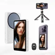 Phone Vlog Selfie Monitor Screen, Wireless Remote Back Camera Monitor, No Latency, Selfie/Vlogging/Live Streaming Compatible with iPhone Android (White)